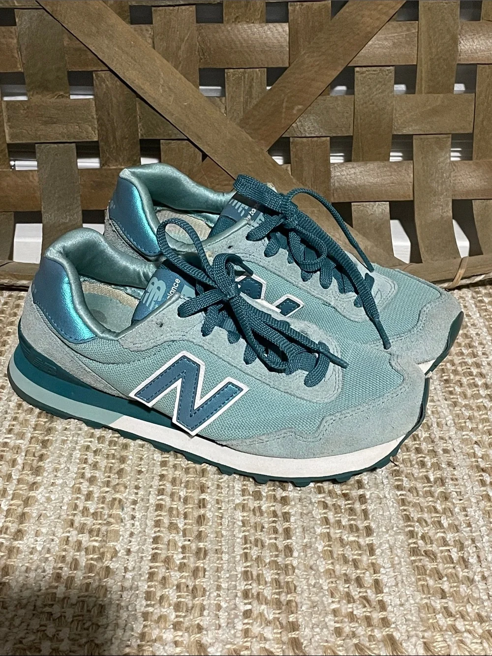 New Balance Women's Teal and Dark Teal Lace-Up Athletic Sneakers